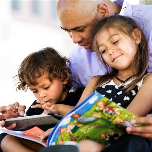 Dad Reading with Children 